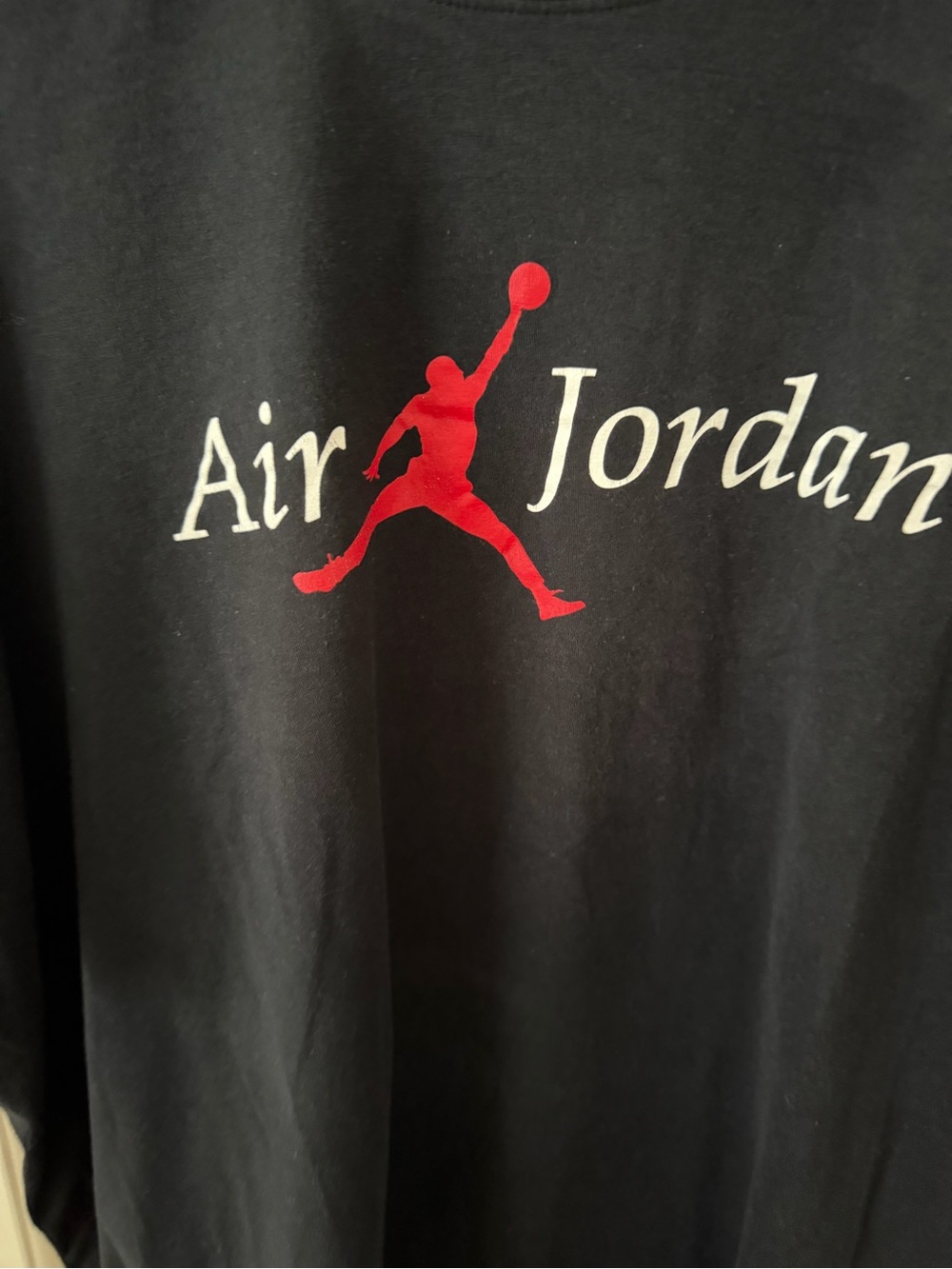 Jordan Black Short Sleeve T-Shirt with Red Jumpman and White Air Jordan Script - Picture 2 of 3